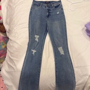 Katie J NYC Light Blue Distressed Flare Jeans